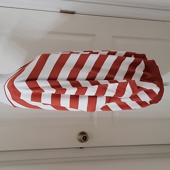 89th & Madison Size 2X Burnt Orange & White V-Stripe Dolman Sleeve Sweater, NEW - Picture 6 of 13